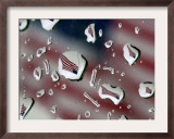 A Flag at a Lawrence, Kan., Restaurant is Refracted in Rain Drops on a Car Window Framed Photographic Print