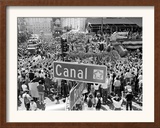 A Crowed Gathers as Floats Make Their Way Through Canal Street During the Mardi Gras Celebration Framed Photographic Print