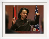 United States Secretary of State Condoleezza Rice Gestures at a News Conference Framed Photographic Print