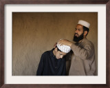 Afghan Refugee Teacher Adjusts the Turban for His Student Framed Photographic Print