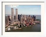 The Twin Towers of the World Trade Center Rise Above the New York Skyline Framed Photographic Print