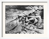 A South African Miner Drives a Drill into Veins of Gold Ore on the South African Rand Framed Photographic Print