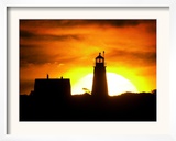 The Morning Sky is Set Ablaze by the Rising Sun Behind Wood Island Light Framed Photographic Print