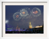 A Fireworks Light up Above the Kremlin's Spasskaya (Saviour) Tower Framed Photographic Print