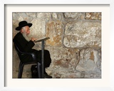 An Elderly Ultra-Orthodox Jew Prays at the Western Wall Plaza Framed Photographic Print