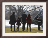 President Barack Obama anf Family Walk on the South Lawn of the White House in Washington Framed Photographic Print