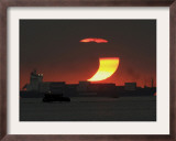 Partial Solar Eclipse as the Sun Sets at Manila's Bay, Philippines Framed Photographic Print
