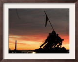 With Washington in the Background, the Sun Rises Behind the Silhouetted Iwo Jima Memorial, Center Framed Photographic Print
