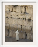 Pope Benedict XVI Stands Next to the Western Wall, Judaism's Holiest Site in Jerusalem's Old City Framed Photographic Print