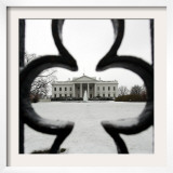 A Light Dusting of Snow Covers the Ground in Front of the White House Framed Photographic Print by Ron Edmonds