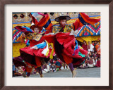 Monks Perform a Black Hat Dance Framed Photographic Print