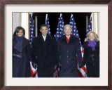 Barack Obama and the Joe Biden, Along with Their Wives, are Introduced at the War Memorial Plaza Framed Photographic Print