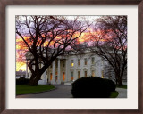 The Early Morning Sunrise Warms up the Winter Sky Behind the White House January 10, 2002 Framed Photographic Print by Ron Edmonds