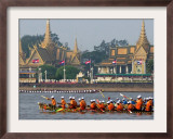 Cambodian Racers Row Their Wooden Boat Framed Photographic Print by Heng Sinith