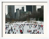 Hundreds of Ice Skaters Crowd Wollman Rink Framed Photographic Print