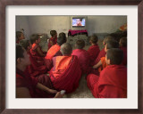 Young Monks Watch a Bollywood Movie at a Monastery Framed Photographic Print