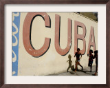 Cuban Girls Run in a Street in Havana, Cuba, Thursday, August 10, 2006 Framed Photographic Print by Javier Galeano