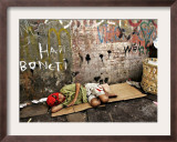 An Indonesian Boy Wearing a Spiderman Mask Sleeps on a Piece of Cardboard Framed Photographic Print by Ed Wray