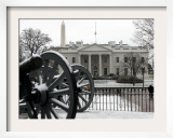 A Light Dusting of Snow Covers the Ground in Front of the White House Framed Photographic Print by Ron Edmonds