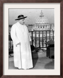 Pope John XXIII on the Terrace of a IX-Century Tower in the Vatican Gardens April 15, 1963 Framed Photographic Print