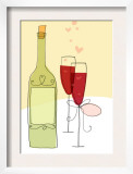 Pink Champagne with Hearts Poster