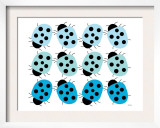 Blue Lady Bug Family Art by  Avalisa