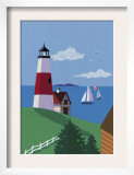 Lighthouse with Sailboats Posters