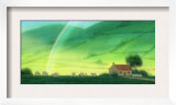 Landscape of Cottage and Rainbow Posters