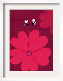 Large Red Flower with Bees Posters