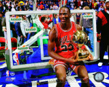 Michael Jordan with the 1987 NBA All Star Slam Dunk Contest Trophy Photo
