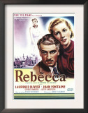 Rebecca, Laurence Olivier, Joan Fontaine on Belgian Poster Art, 1940 Prints