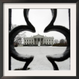 A Light Dusting of Snow Covers the Ground in Front of the White House Framed Photographic Print by Ron Edmonds