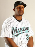 Florida Marlins Photo Day, JUPITER, FL - FEBRUARY 23: Joe Thurston Photographie par Mike Ehrmann
