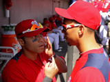 Florida Marlins v Washington Nationals, VIERA, FL - MARCH 02: Jerry Hairston Jr and Luis Atilano Photographic Print by Mike Ehrmann