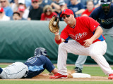 Tampa Bay Rays v Philadelphia Phillies, CLEARWATER, FL - MARCH 06: Matt Rizzotti and Joe Inglett Photographic Print by J. Meric