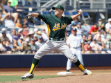 Oakland Athletics v San Diego Padres, PEORIA, AZ - MARCH 06: Josh Outman Photographic Print by Christian Petersen