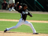 New York Mets v Florida Marlins, JUPITER, FL - MARCH 04: Leo Nunez Fotografie-Druck von Marc Serota