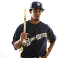 Milwaukee Brewers Photo Day, MARYVALE, AZ - FEBRUARY 24: Carlos Gomez Photographic Print by Jonathan Ferrey