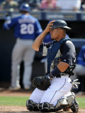 Texas Rangers v Seattle Mariners, PEORIA, AZ - MARCH 01: Miguel Olivo Photographic Print by Harry How