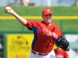Florida Seminoles v Philadelphia Phillies, CLEARWATER, FL - FEBRUARY 24: Eddie Bonine Photographic Print by Al Messerschmidt