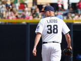 Oakland Athletics v San Diego Padres, PEORIA, AZ - MARCH 06: Mat Latos Photographic Print by Christian Petersen
