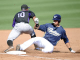 Colorado Rockies v San Diego Padres, PEORIA, AZ - MARCH 02: Jorge Cantu and Chirs Nelson Photographic Print by Harry How