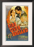 Fire over England, Flora Robson, Laurence Olivier, 1937, Poster Art Prints