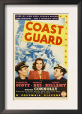 Coast Guard, Randolph Scott, Frances Dee, Ralph Bellamy on Midget Window Card, 1939 Print