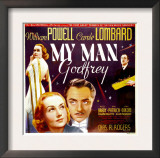 My Man Godfrey, Carole Lombard, William Powell on Jumbo Window Card, 1936 Art