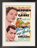 Bringing Up Baby, Katharine Hepburn, Cary Grant on Midget Window Card, 1938 Art