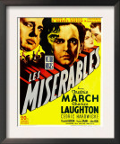 Les Miserables, Charles Laughton, Fredric March on Window Card, 1935 Posters
