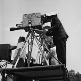 Local Television Station Camera Crew Outdoors on Platform, Filming Photographie par H. Armstrong Roberts