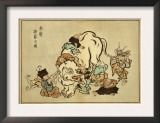 Blind Monks Examining an Elephant Poster by Itcho Hanabusa