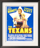 The Texans, Randolph Scott, Joan Bennett on Window Card, 1938 Prints